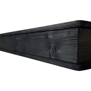 Rustic Mantle | Fireplace Mantel for Decor | Wood Mantel Shelf | Made in USA | Floating Shelf | Farmhouse Fireplace Surround | Long Shelf for Fireplace (Weathered Black, 60 Inch)