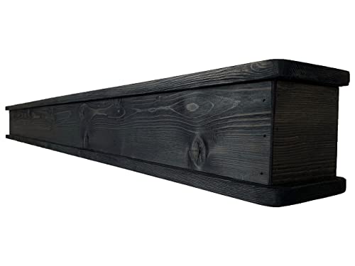 Rustic Mantle | Fireplace Mantel for Decor | Wood Mantel Shelf | Made in USA | Floating Shelf | Farmhouse Fireplace Surround | Long Shelf for Fireplace (Weathered Black, 60 Inch)