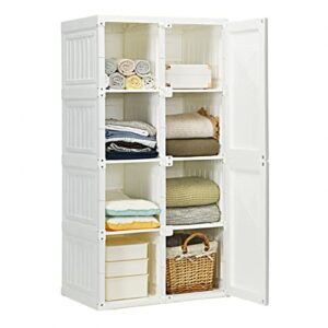 miaohy foldable armoire wardrobe closet with 8 cubby storage closet shelf storage bedroom furniture storage cabinet