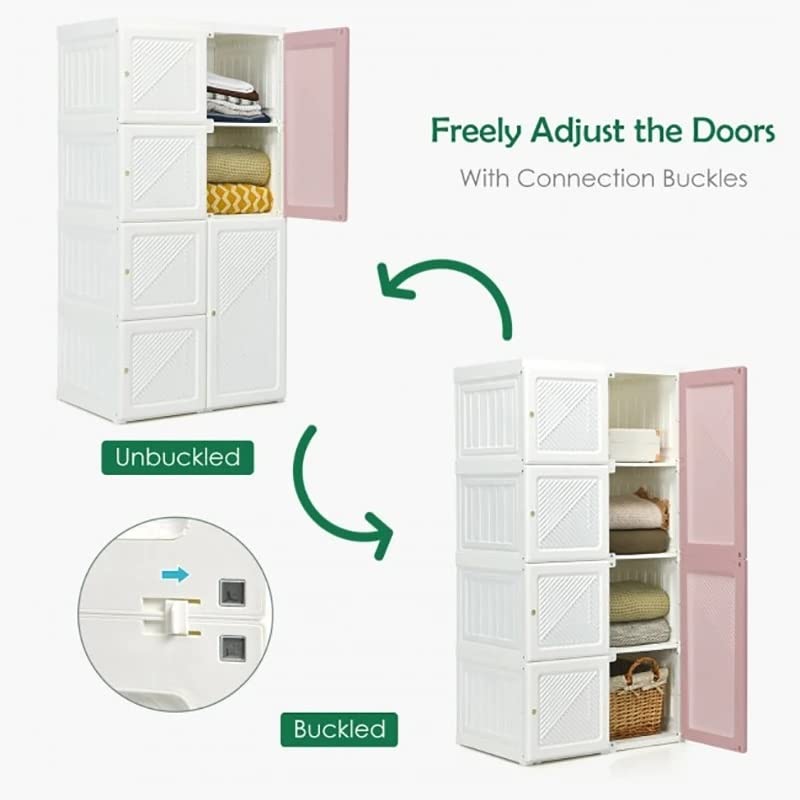 MIAOHY Foldable Armoire Wardrobe Closet with 8 Cubby Storage Closet Shelf Storage Bedroom Furniture Storage Cabinet