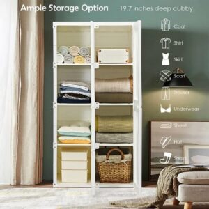 MIAOHY Foldable Armoire Wardrobe Closet with 8 Cubby Storage Closet Shelf Storage Bedroom Furniture Storage Cabinet