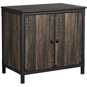 sauder steel river library base in engineered wood in carbon oak finish