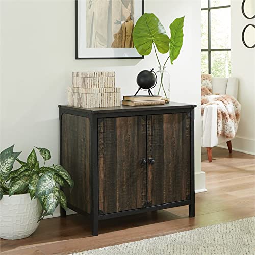 Sauder Steel River Library Base in Engineered Wood in Carbon Oak Finish