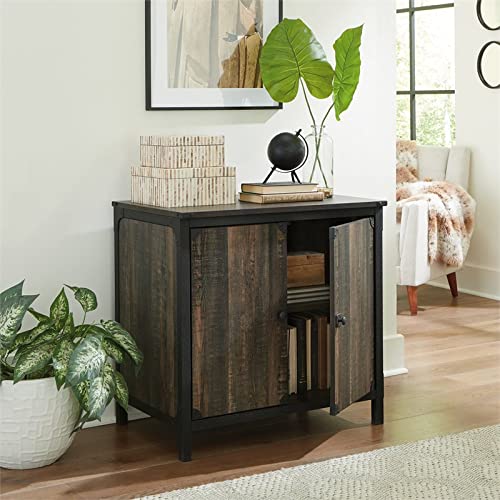 Sauder Steel River Library Base in Engineered Wood in Carbon Oak Finish