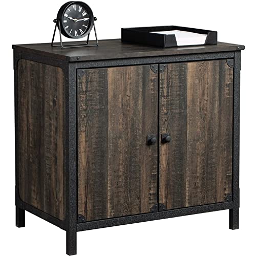 Sauder Steel River Library Base in Engineered Wood in Carbon Oak Finish