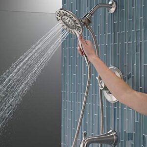 Delta Faucet Linden 17 Series Dual-Function Tub and Shower Trim Kit, Shower Faucet with 4-Spray In2ition 2-in-1 Dual Hand Held Shower Head with Hose, Stainless T17494-SS-I (Valve Not Included)