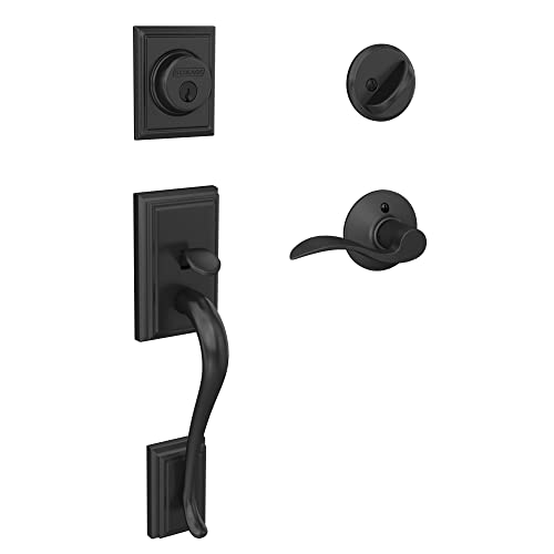 Schlage F60 ADD 622 ACC LH Plymouth Front Entry Handleset with Left-Handed Accent Lever, Deadbolt Keyed 1 Side, Matte Black