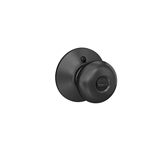 Schlage F51A PLY 622 Plymouth Door Knob, Keyed Entry Lock, Matte Black