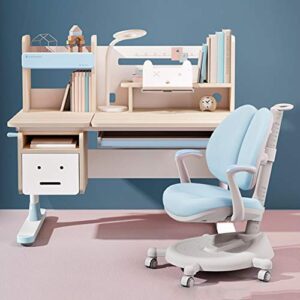 articles for daily use multifunctional solid wood children’s study desk and chair set, simple bookshelf height adjustable student writing desk, ergonomic student computer desk