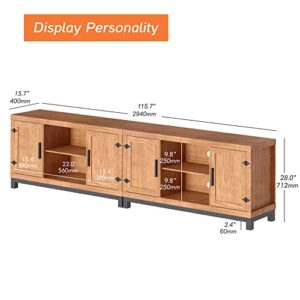 Modern Farmhouse Barn Door TV Stand for 100 inch TV Entertainment Center, Wood TV Media Console Table Cabinet for 80 85 90 with Adjustable Shelf and Metal Legs for Living Room Bedroom, Oak