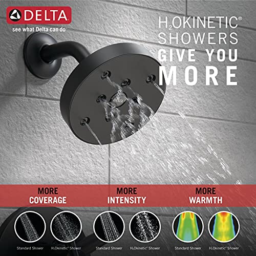 Delta Faucet Trinsic 17 Series Dual-Function Tub and Shower Trim Kit, Shower Faucet, Single-Spray H2Okinetic Shower Head, Matte Black T17459-BL (Valve Not Included)