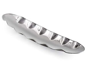 stainless steel oblong boat dish with wave edge (19.25″l)