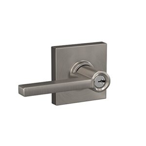 schlage f51a lat 619 col latitude lever with collins trim keyed entry lock, satin nickel