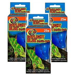 zoo med 3 pack of daylight blue reptile bulbs, 25 watts