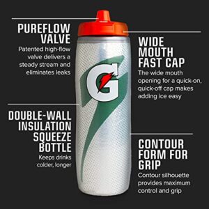 Gatorade Insulated Squeeze Bottle, Silver, 30oz