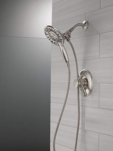 Delta Faucet Linden 17 Series Dual-Function Shower Faucet, Shower Trim Kit with 4-Spray In2ition 2-in-1 Dual Hand Held Shower Head with Hose, Stainless T17293-SS-I (Valve Not Included)