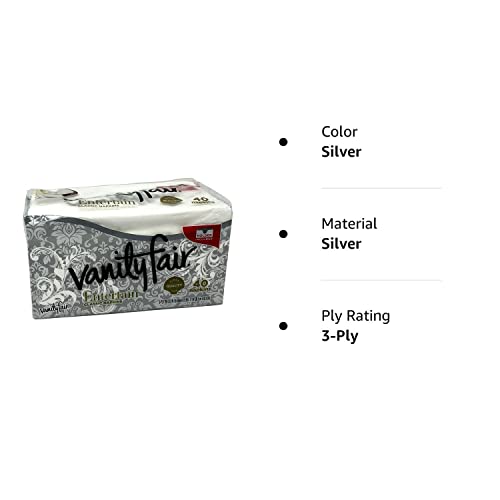 Vanity Fair Dinner Napkins, Pre Folded, 40 CT Silver (4)