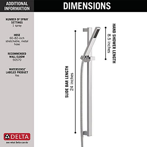 Delta Faucet Vero Single-Spray Touch-Clean Wall-Mount Slide Bar Hand Held Shower with Hose, Chrome 57530