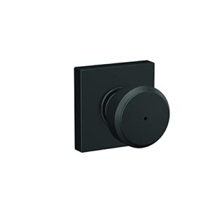 schlage f40 bwe 622 col bowery knob with collins trim bed & bath privacy door lock, matte black