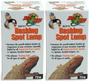 zoo med 2 pack of repti basking spot lamps, 75 watt