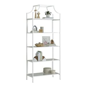 Sauder Anda Norr Bookcase, L: 30.00" x W: 14.49" x H: 70.87", White Finish