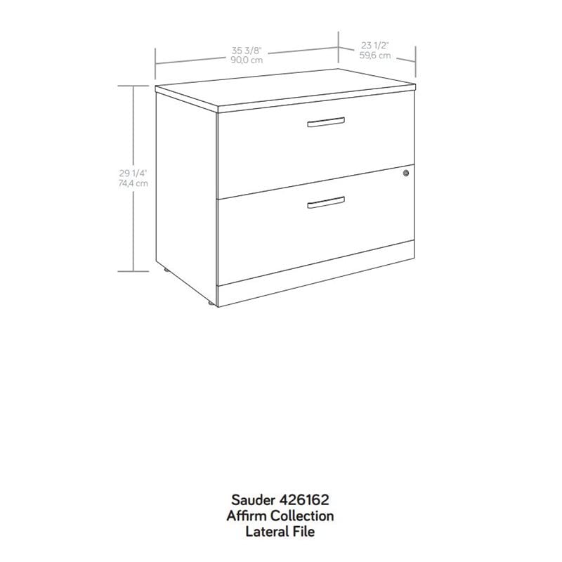 OfficeWorks by Sauder Affirm Lateral File, L: 35.43" x W: 23.47" x H: 29.29", Classic Cherry Finish