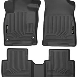 Husky Liners Weatherbeater | Fits 2016 - 2021 Honda Civic Coupe/Sedan, 17 - 21 Civic Hatchback, 16 - 21 Honda Insight, Front & 2nd Row Liners - Black, 3 pc. | 98461