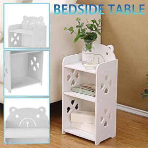 PRVDV Bedside Table with Drawers PVC Nightstands Bed Side Table Articles Magazine Cabinet Storage Organizer Bedside Table Drawer Night for Bedroom Furniture