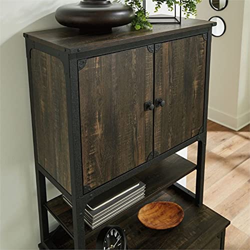 Sauder Steel River Industrial Hutch for Cabinet in Carbon Oak, Carbon Oak Finish