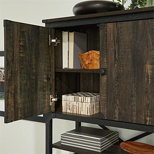 Sauder Steel River Industrial Hutch for Cabinet in Carbon Oak, Carbon Oak Finish