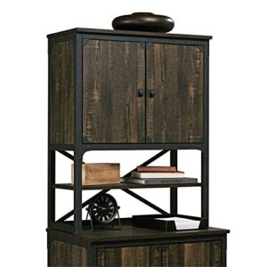 Sauder Steel River Industrial Hutch for Cabinet in Carbon Oak, Carbon Oak Finish