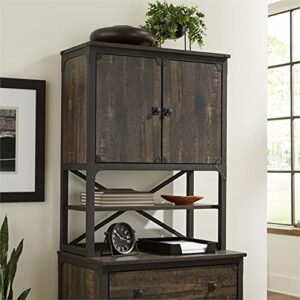 Sauder Steel River Industrial Hutch for Cabinet in Carbon Oak, Carbon Oak Finish