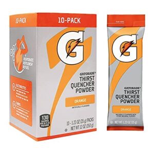 the gatorade gatorade thirst quencher powder 1 23oz packets makes 20 ounces 10 pack orange 1 23 ounce pack of 10