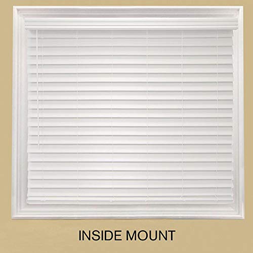 Home Decorators Collection White Cordless 2-1/2 in. Premium Faux Wood Blind - 23 in. W x 48 in. L (Actual Size - 22.5 in. W x 48 L)