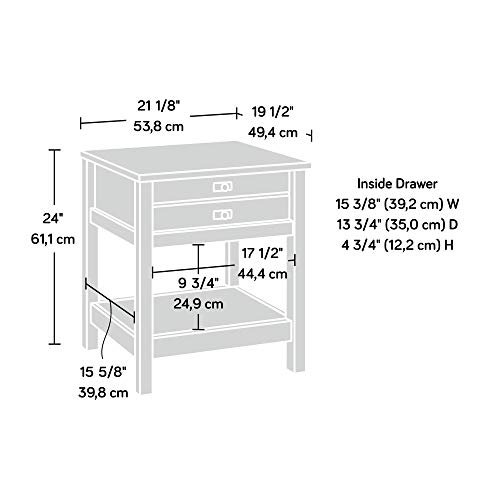 Sauder Cottage Road Dresser, L: 56.77" x W: 19.29" x H: 35.35", Soft White Finish & Sauder Cottage Road Night Stand, Soft White Finish