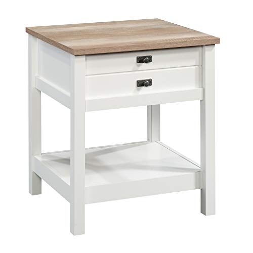 Sauder Cottage Road Dresser, L: 56.77" x W: 19.29" x H: 35.35", Soft White Finish & Sauder Cottage Road Night Stand, Soft White Finish