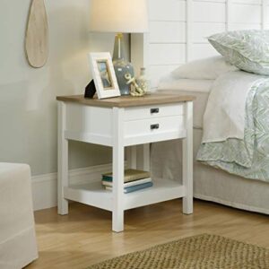 Sauder Cottage Road Dresser, L: 56.77" x W: 19.29" x H: 35.35", Soft White Finish & Sauder Cottage Road Night Stand, Soft White Finish