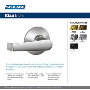 Schlage F40 ELA 626 Elan Door Lever, Bed & Bath Privacy Lock, Satin Chrome