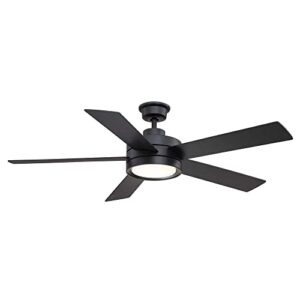 home decorators collection baxtan 56 in. led matte black ceiling fan with light and remote control am731a-mbk
