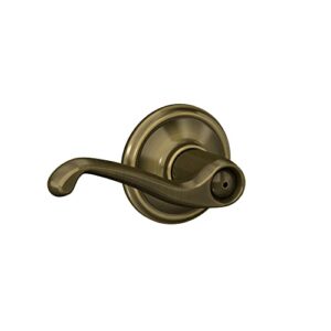 schlage f40 v fla 609 flair door lever, bed & bath privacy lock, antique brass