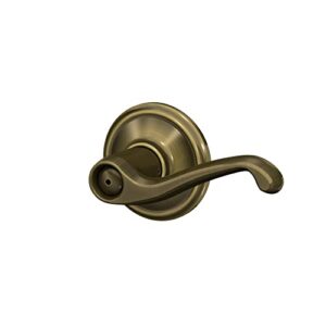 Schlage F40 V FLA 609 Flair Door Lever, Bed & Bath Privacy Lock, Antique Brass