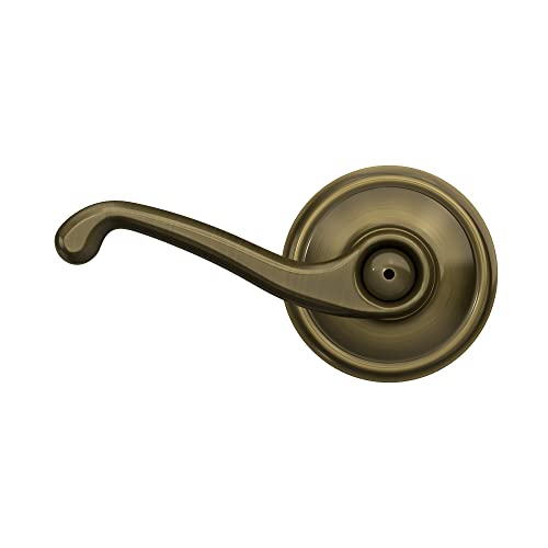 Schlage F40 V FLA 609 Flair Door Lever, Bed & Bath Privacy Lock, Antique Brass