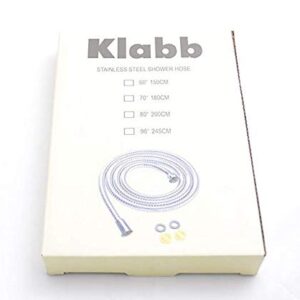 Klabb stainless steel Shower Hose, 96 Inches Chrome Handheld Shower Head Hose With Brass insert and nut.