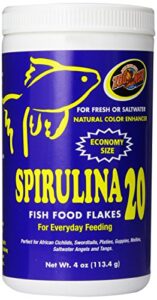 zoo med spirulina 20 flake fish food, 4-ounce