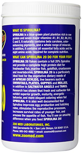 Zoo Med Spirulina 20 Flake Fish Food, 4-Ounce