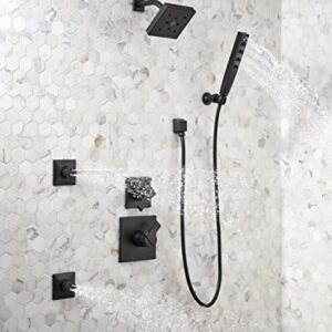 Delta Faucet 5-Spray Touch-Clean H2Okinetic Wall-Mount Hand Held Shower with Hose, Matte Black 55140-BL