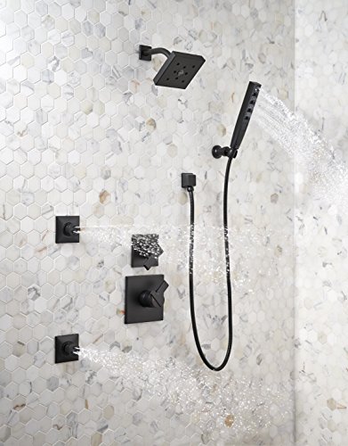 Delta Faucet 5-Spray Touch-Clean H2Okinetic Wall-Mount Hand Held Shower with Hose, Matte Black 55140-BL