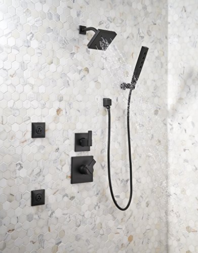 Delta Faucet 5-Spray Touch-Clean H2Okinetic Wall-Mount Hand Held Shower with Hose, Matte Black 55140-BL