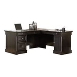 pemberly row home office l shaped desk with computer tower storage in wind oak