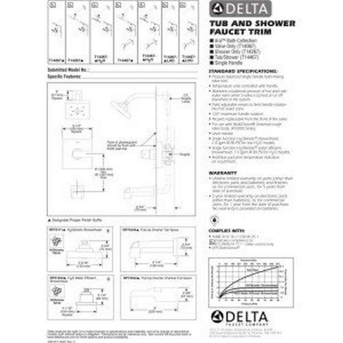 Delta Faucet Ara 14 Series Single-Function Shower Trim Kit, Matte Black T14267-BLLHD (Valve and Shower Head Not Included)